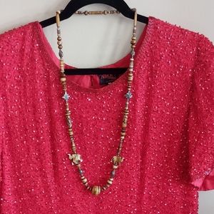 Vintage Carved Bead Necklace